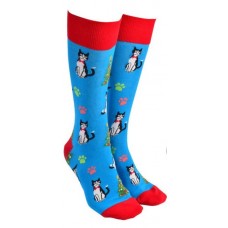 Christmas Cat Socks - Blue